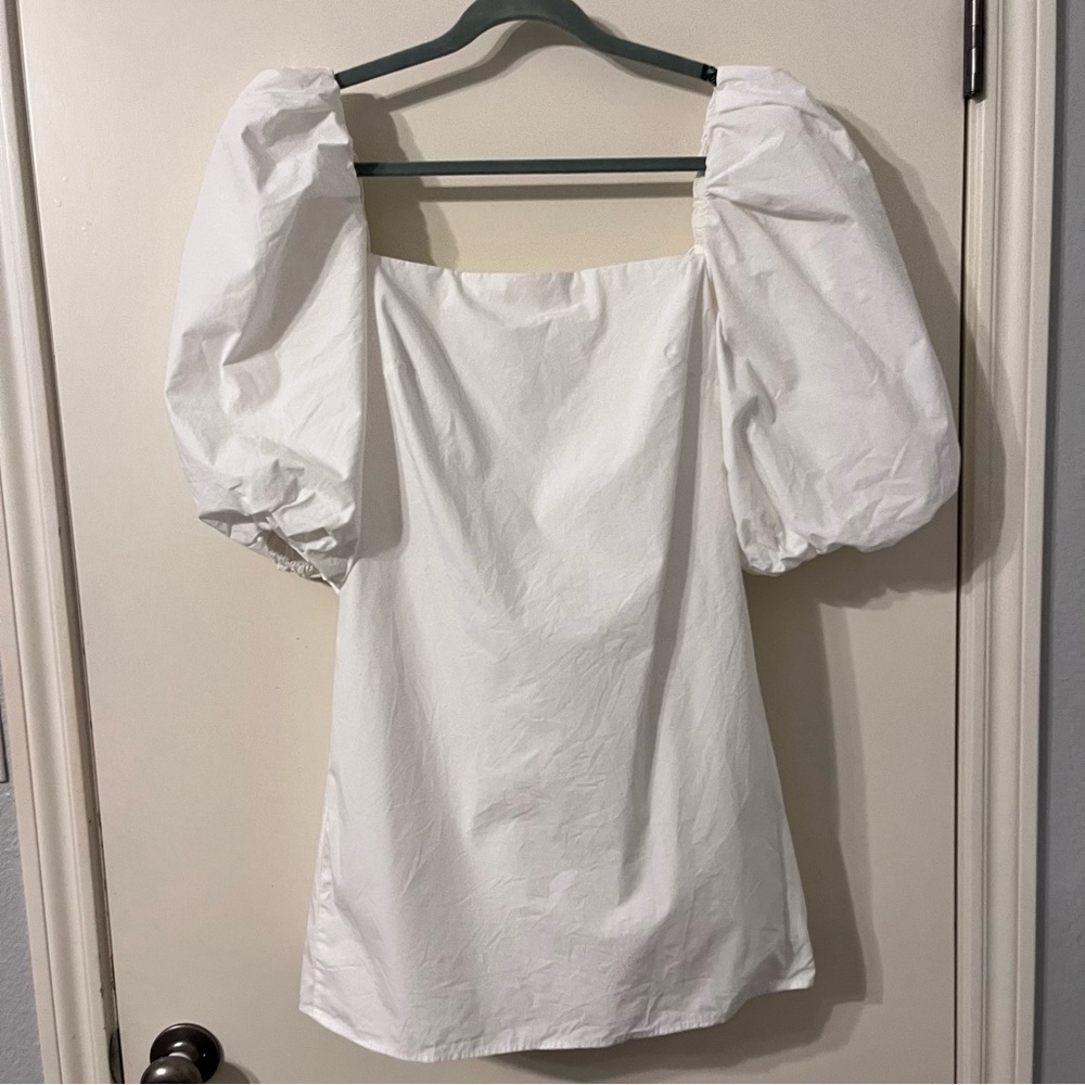 Mare Mare x anthropologie basic poplin puff sleeve tie back dress size M